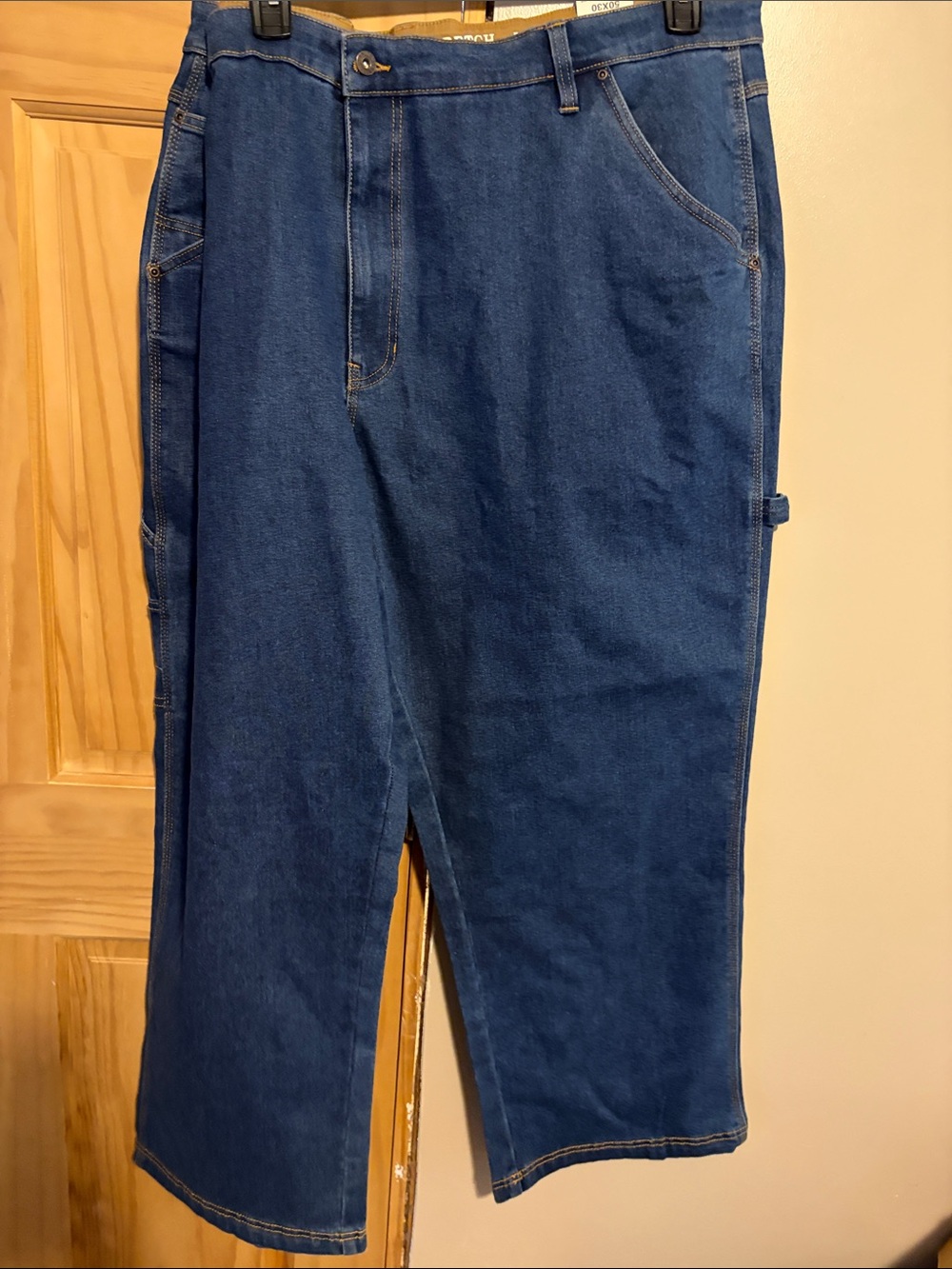 Relaxed Fit Men's Dark Blue Denim Jeans 50x30